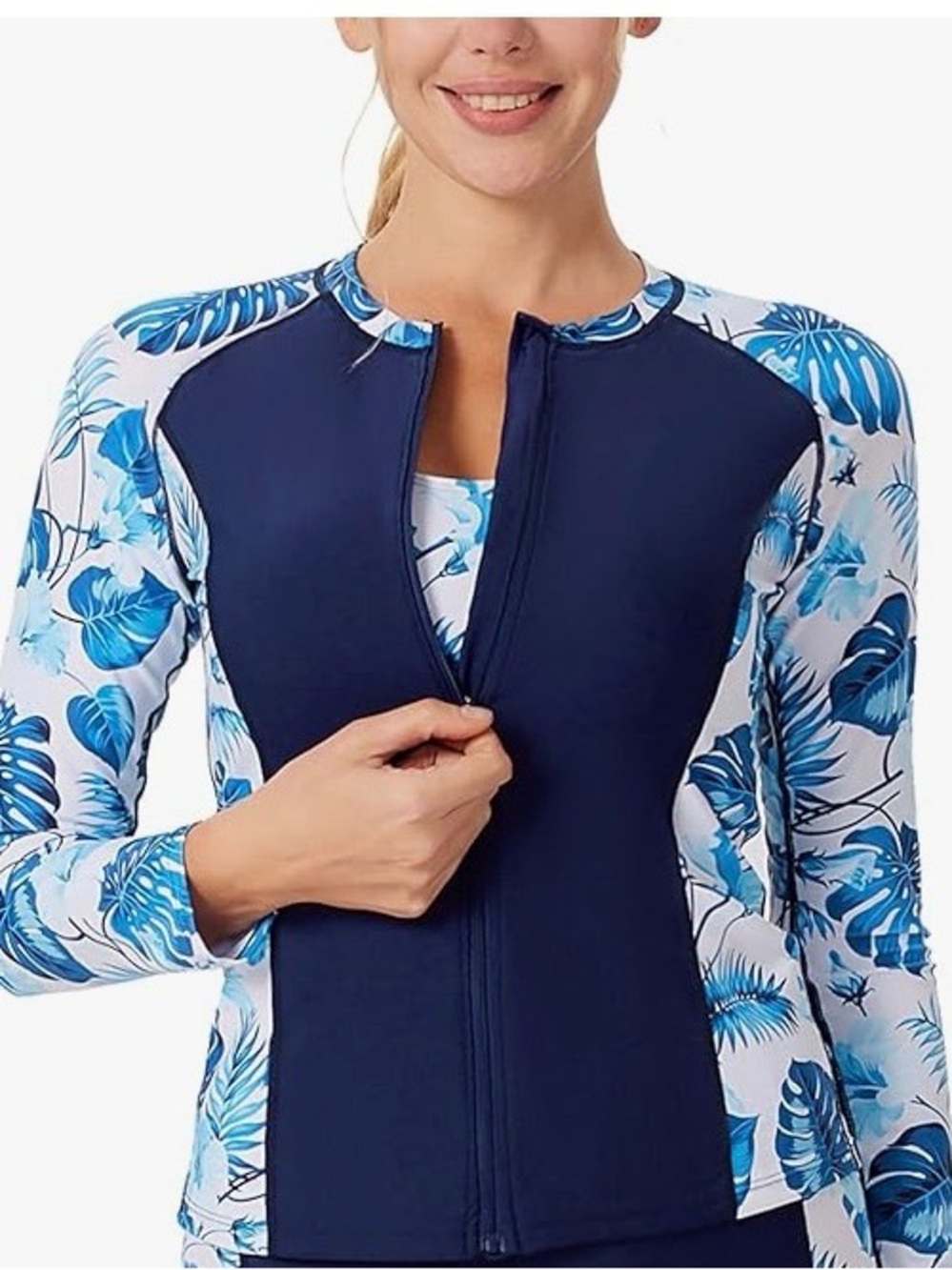 Jack Smith Blue Tropical Zip Rash Guard Jacket NWT Size L